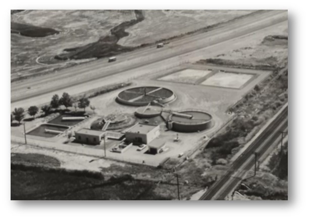 City of Sparks Original Wastewater Treatment Plant -1955. US 40 (now I-80) in the background.